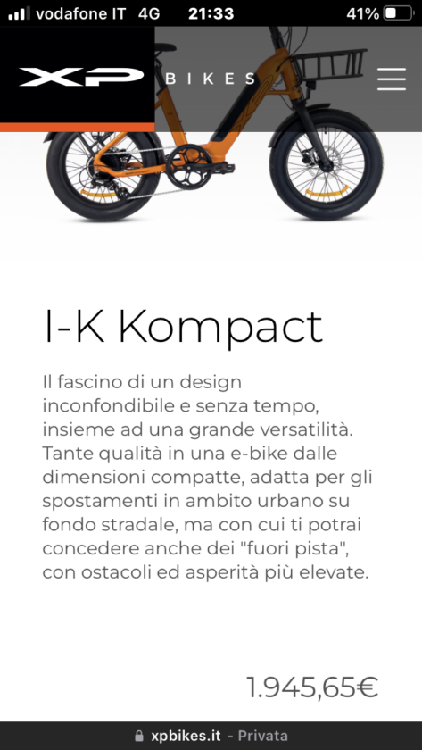 Vendo XP I K bicicletta pedalata assistita